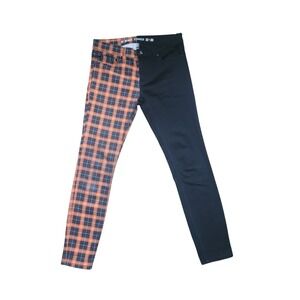 HT Denim Stinger Plaid Black Skinny Jeans Women's Size 32x30 Asymmetrical